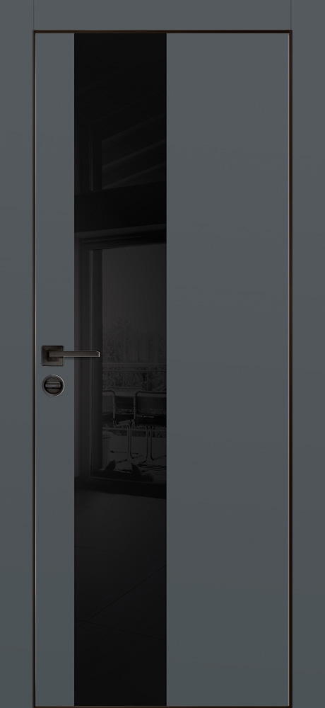 Межкомнатная дверь PX-6 черная кромка с 4-х ст. Графит матовый