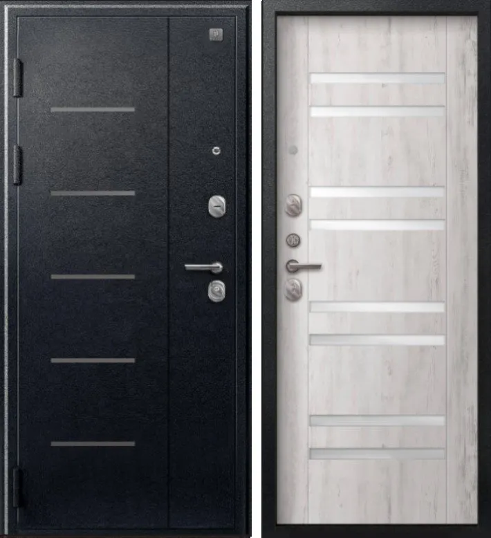 Дверь V-07 Черный муар - Дуб пепельный DIS007350